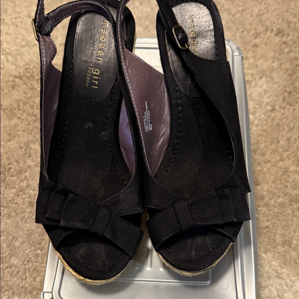 Madden Girl Black Peep-Toe Wedges